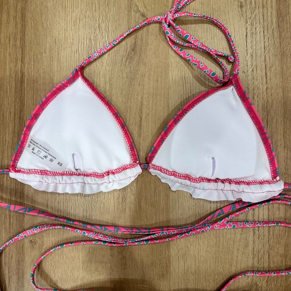 Pink & Blue Patterned Ruffle Bikini - Picture 6 of 6